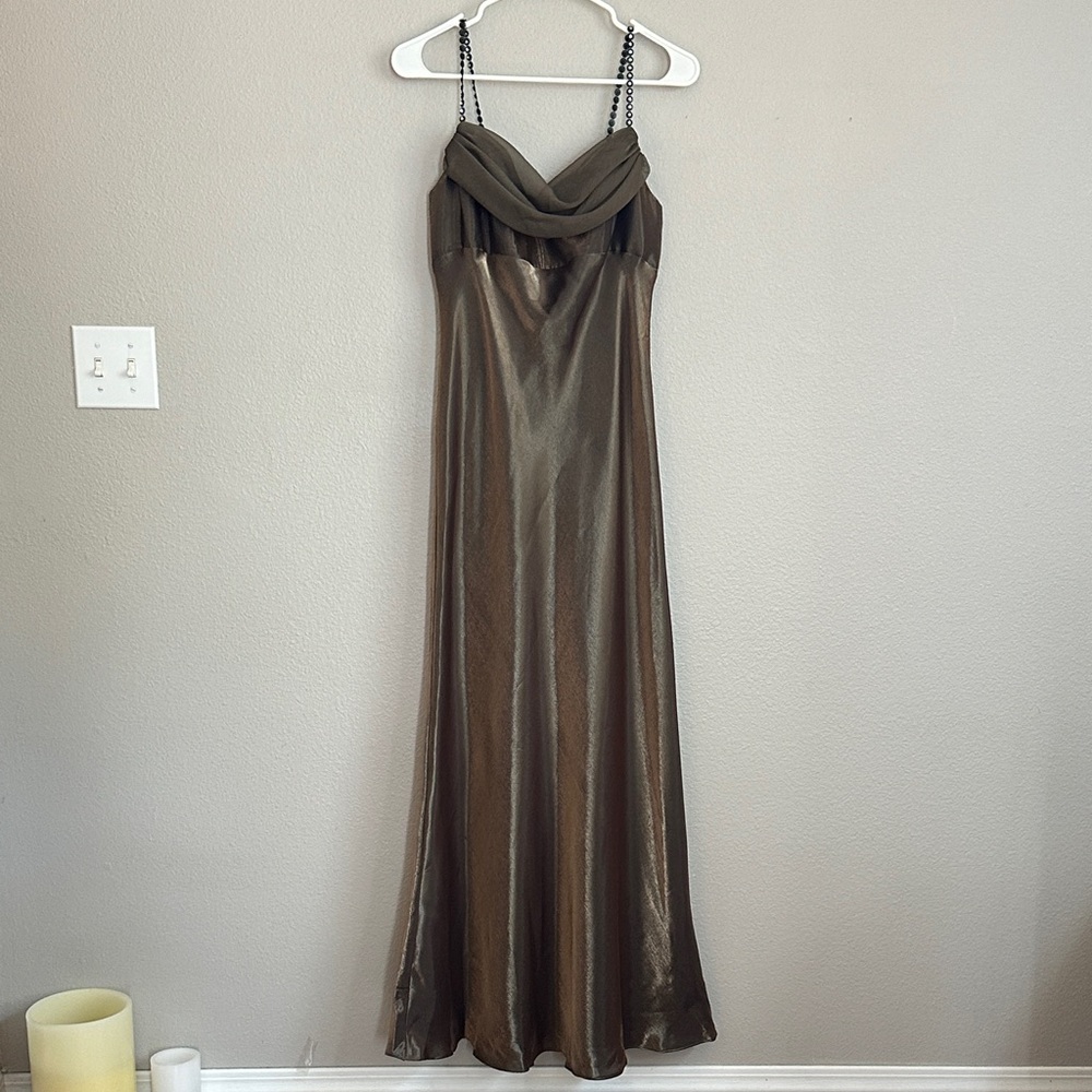 Dave & Johnny Elegant Olive Green Gown | Size 14P